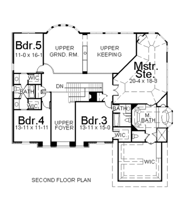 Colonial Floor Plan - Upper Floor Plan #119-316