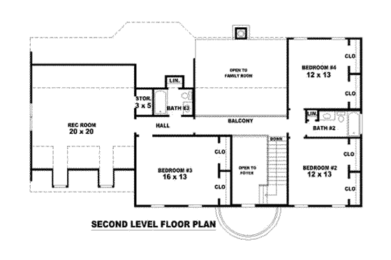 Floor Plan - Upper Floor for Colonial House Plan #81-819 - 4 bed, 3.5 bath