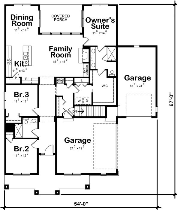 Architectural House Design - Ranch Floor Plan - Main Floor Plan #20-2302