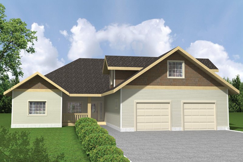 House Blueprint - Exterior - Front Elevation 3 for Ranch House Plan #117-854 - 2 bed, 2 bath