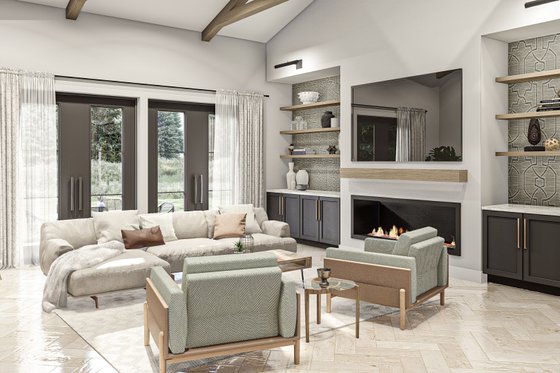 Interior - Family Room for Barndominium House Plan #455-622 - 3 bed, 2.5 bath