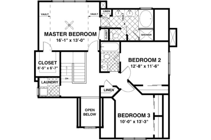 Architectural House Design - Floor Plan - Upper Floor for European House Plan #56-556 - 3 bed, 2.5 bath