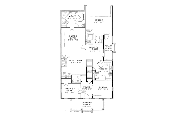 Floor Plan - Main Floor for Country House Plan #17-2671 - 3 bed, 2.5 bath