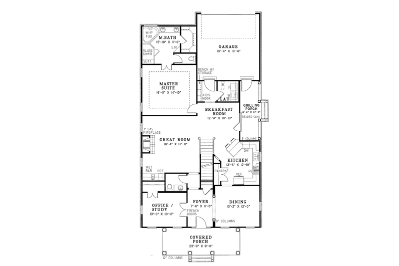Home Plan - Floor Plan - Main Floor for Country House Plan #17-2671 - 3 bed, 2.5 bath