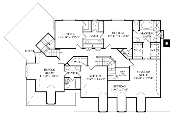 Architectural House Design - Colonial Floor Plan - Upper Floor Plan #453-334