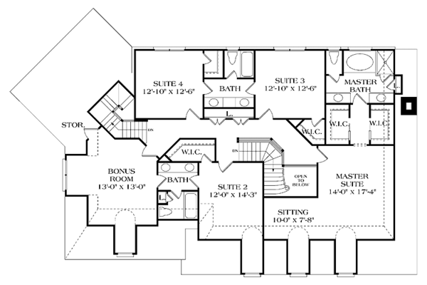 Home Plan - Colonial Floor Plan - Upper Floor Plan #453-334