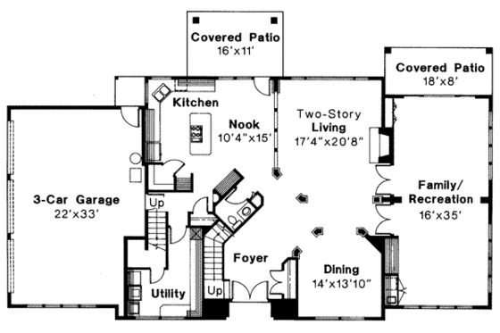 Floor Plan - Main Floor for Mediterranean House Plan #124-292 - 6 bed, 3.5 bath