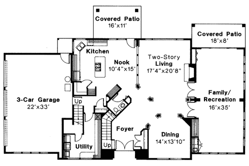 Home Plan - Floor Plan - Main Floor for Mediterranean House Plan #124-292 - 6 bed, 3.5 bath
