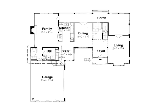 Floor Plan - Main Floor for Colonial House Plan #312-608 - 4 bed, 2.5 bath