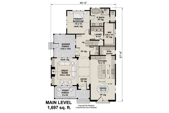 Floor Plan - Main Floor for Farmhouse House Plan #51-1549 - 4 bed, 3.5 bath