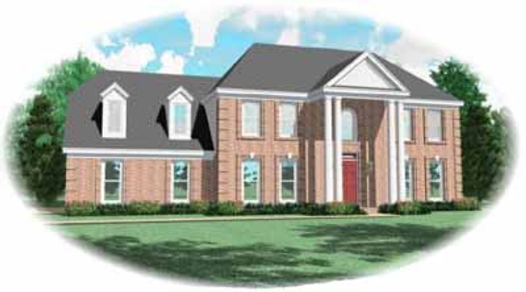 Exterior - Front Elevation 2 for Classical House Plan #81-207 - 4 bed, 2.5 bath