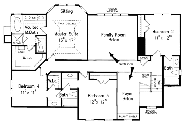 House Design - Colonial Floor Plan - Upper Floor Plan #927-889