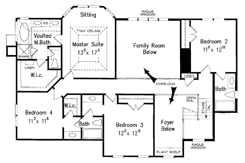 House Blueprint - Floor Plan - Upper Floor for Colonial House Plan #927-889 - 5 bed, 4 bath