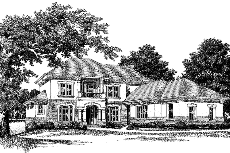 Home Plan - Exterior - Front Elevation 3 for Mediterranean House Plan #453-353 - 4 bed, 3.5 bath