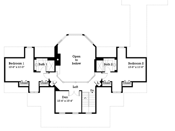 Classical Floor Plan - Upper Floor Plan #930-214