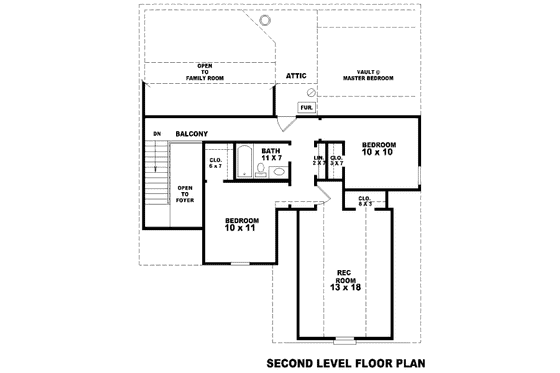 Floor Plan - Upper Floor for European House Plan #81-13623 - 3 bed, 2.5 bath