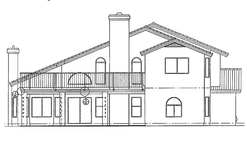 Home Plan - Exterior - Rear Elevation for Mediterranean House Plan #72-910 - 5 bed, 3.5 bath