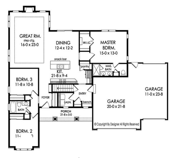 Architectural House Design - Ranch Floor Plan - Main Floor Plan #1010-183