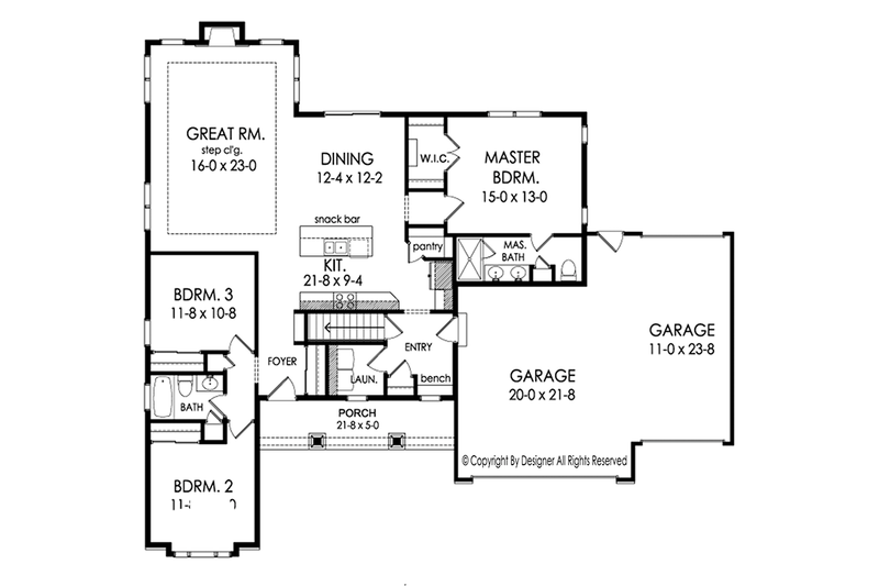 Dream House Plan - Floor Plan - Main Floor for Ranch House Plan #1010-183 - 3 bed, 2 bath