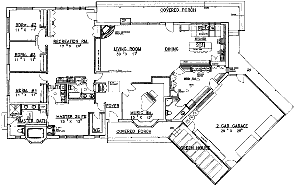 Architectural House Design - Traditional Floor Plan - Main Floor Plan #117-141