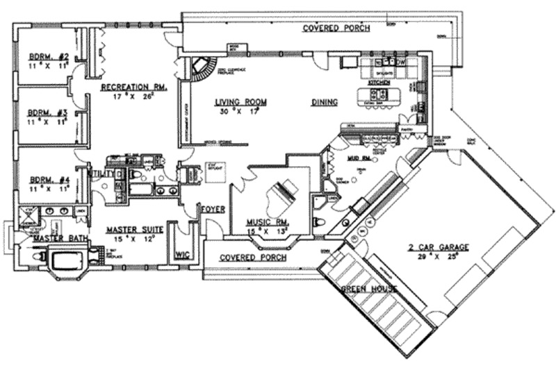 Home Plan - Floor Plan - Main Floor for Traditional House Plan #117-141 - 4 bed, 3 bath