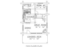 Floor Plan - Main Floor for Log House Plan #117-500 - 1 bed, 1 bath