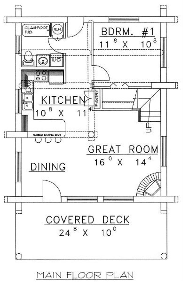 Architectural House Design - Log Floor Plan - Main Floor Plan #117-500