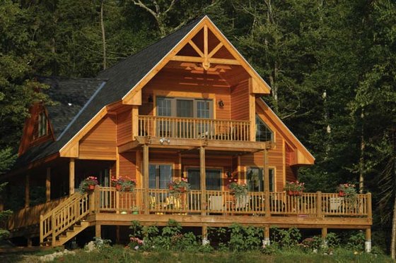 Rustic A-Frame Cabin Plan 118-167 - Front Exterior