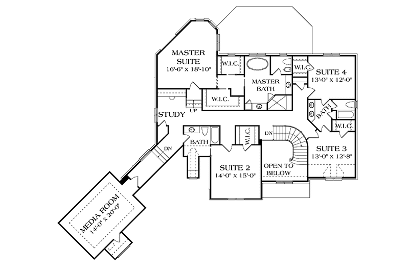 Home Plan - Floor Plan - Upper Floor for European House Plan #453-587 - 5 bed, 4.5 bath