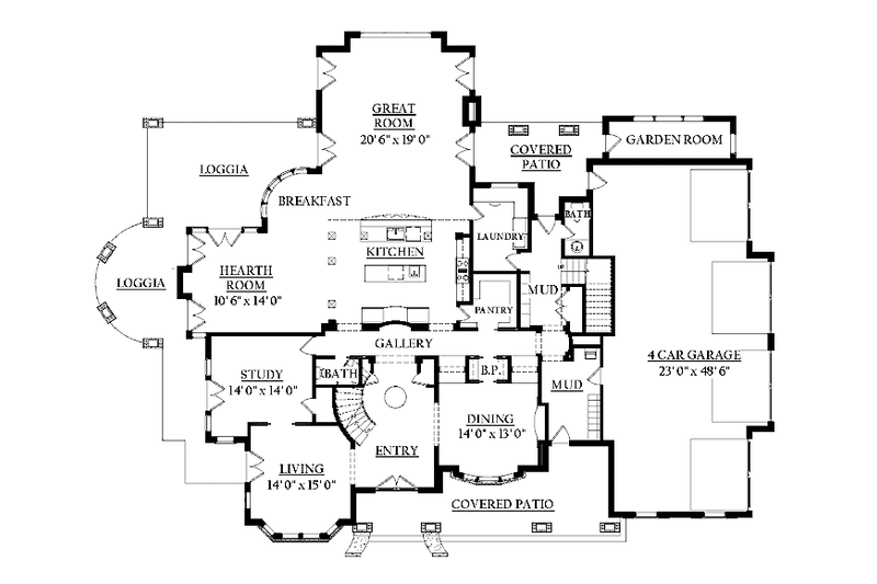 House Plan Design - Floor Plan - Main Floor for Classical House Plan #937-23 - 5 bed, 3 bath