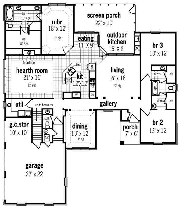 Home Plan - Mediterranean Floor Plan - Main Floor Plan #45-423