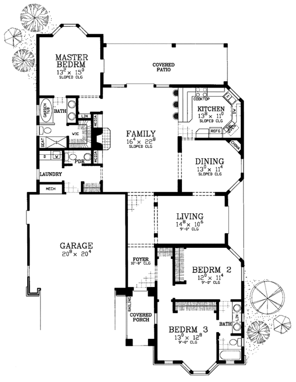 House Plan Design - European Floor Plan - Main Floor Plan #72-1136