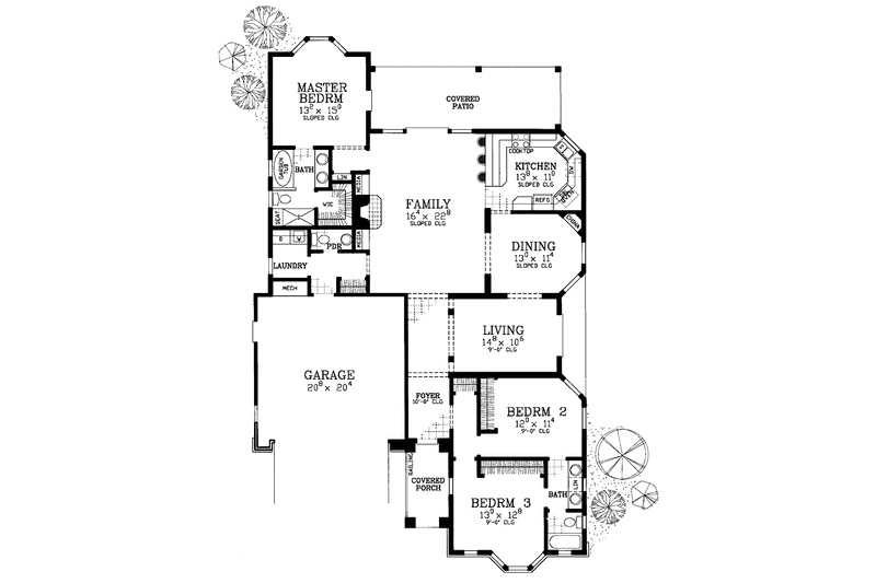 Dream House Plan - Floor Plan - Main Floor for European House Plan #72-1136 - 3 bed, 2.5 bath