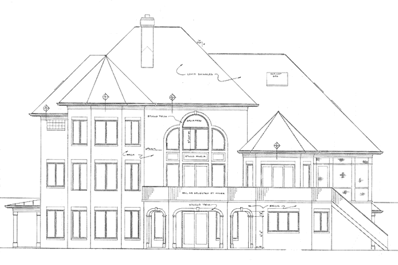 Dream House Plan - Exterior - Rear Elevation for Traditional House Plan #453-196 - 5 bed, 5.5 bath