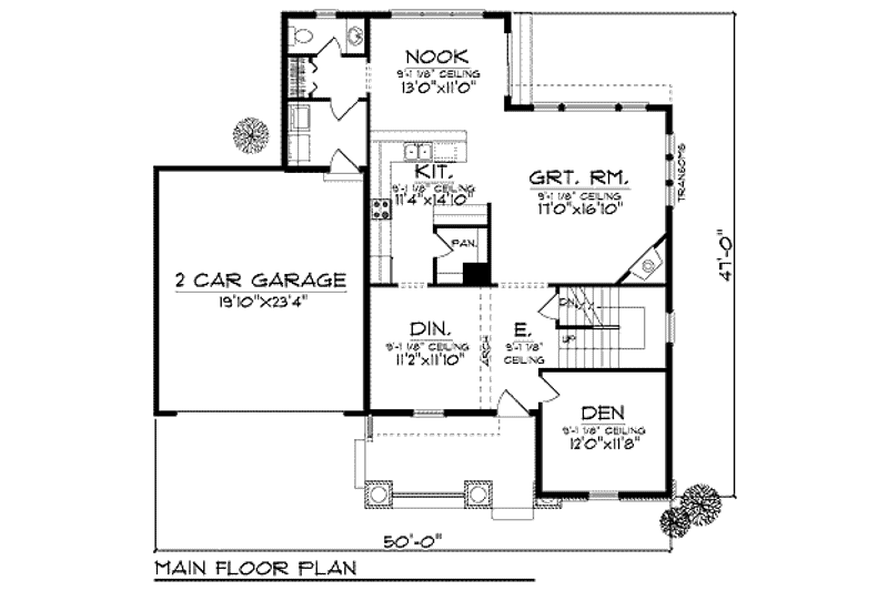 Home Plan - Floor Plan - Main Floor for Craftsman House Plan #70-908 - 3 bed, 2.5 bath
