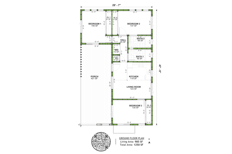 House Blueprint - Floor Plan - Main Floor for Contemporary House Plan #1106-45 - 3 bed, 2 bath