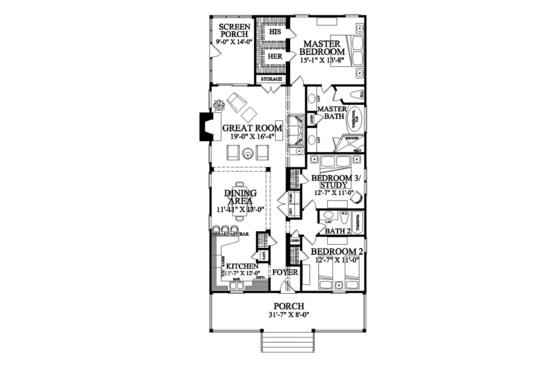 Floor Plan - Main Floor for Country House Plan #137-365 - 3 bed, 2 bath