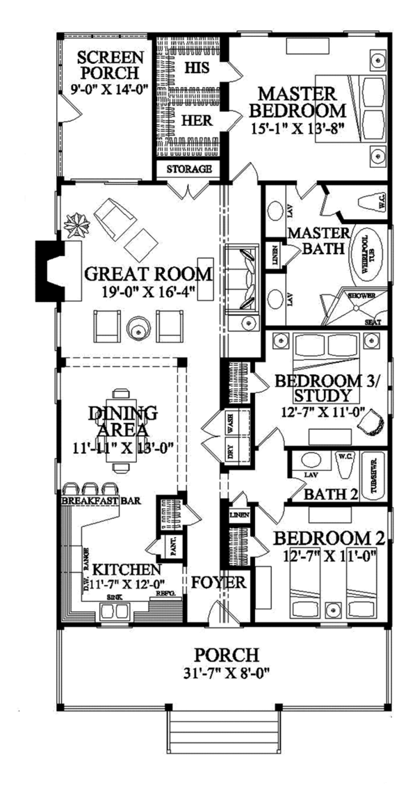 Country Floor Plan - Main Floor Plan #137-365