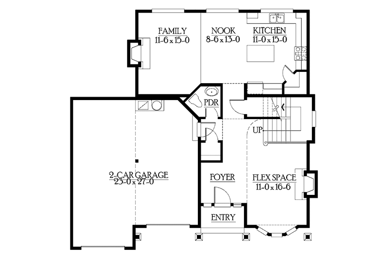 Dream House Plan - Floor Plan - Main Floor for Craftsman House Plan #132-291 - 2 bed, 2.5 bath