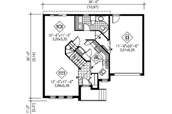 Floor Plan - Main Floor House Plan #25-4235 - 3 bed, 1.5 bath