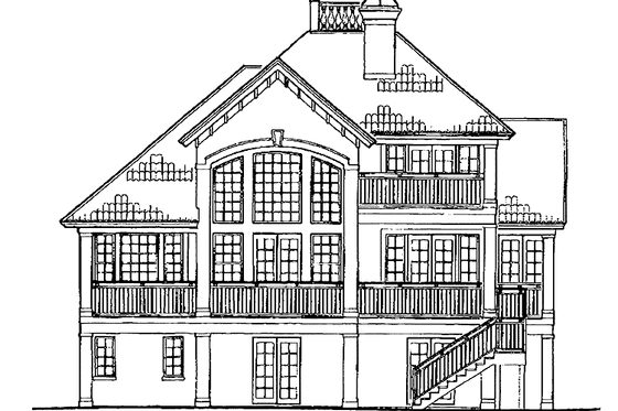 Exterior - Rear Elevation for Mediterranean House Plan #930-115 - 3 bed, 2 bath
