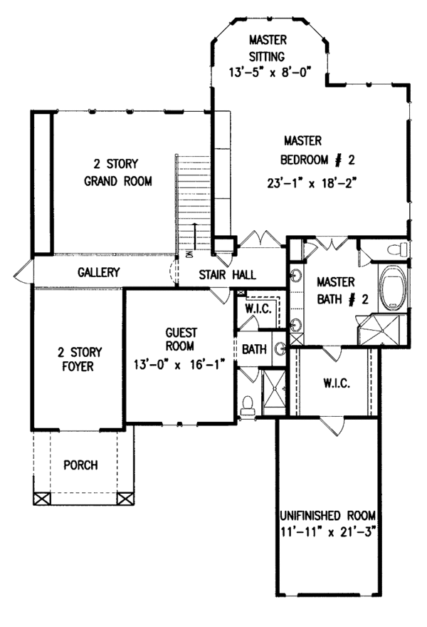 Architectural House Design - Traditional Floor Plan - Upper Floor Plan #54-201