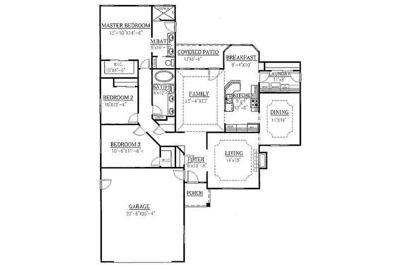 Home Plan - Floor Plan - Main Floor for Traditional House Plan #437-18 - 3 bed, 2 bath