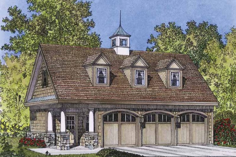 House Plan Design - Exterior - Front Elevation 3 for Country House Plan #1016-76, 1 bath