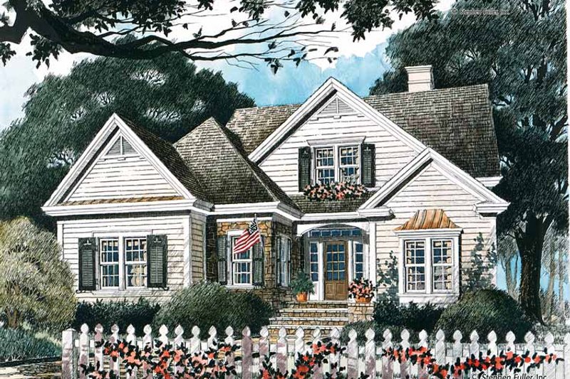 Architectural House Design - Exterior - Front Elevation 3 for Country House Plan #429-340 - 3 bed, 3 bath