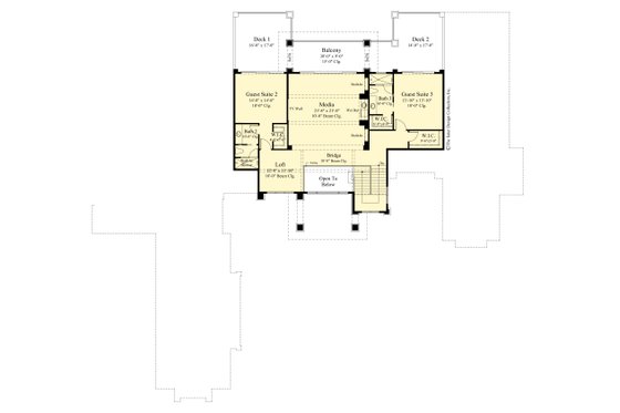 Floor Plan - Upper Floor for Contemporary House Plan #930-544 - 4 bed, 5 bath