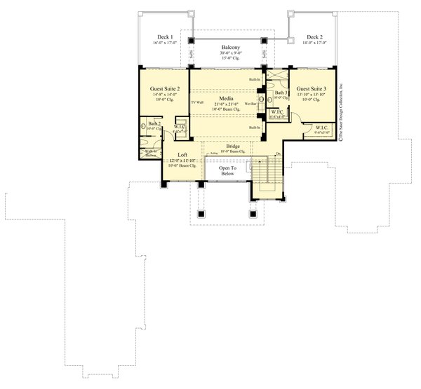 Contemporary Floor Plan - Upper Floor Plan #930-544