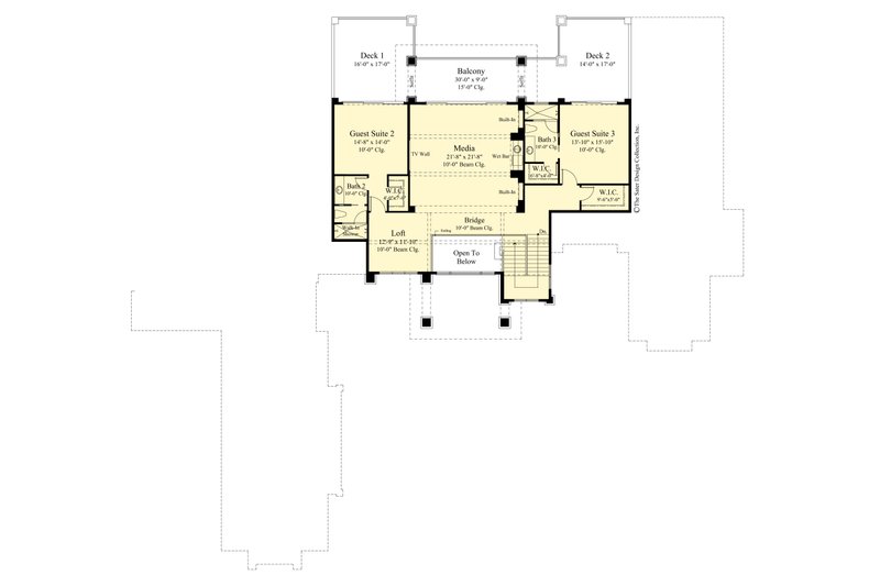 House Blueprint - Floor Plan - Upper Floor for Contemporary House Plan #930-544 - 4 bed, 5 bath