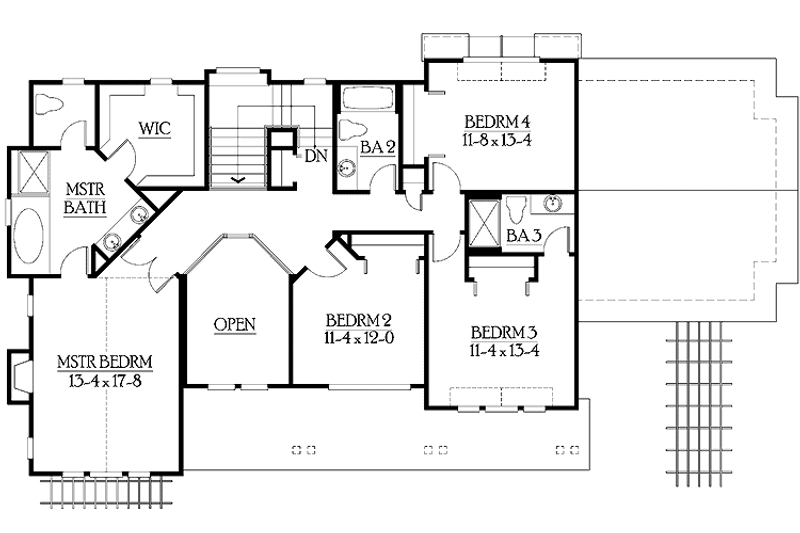 Architectural House Design - Floor Plan - Upper Floor for Craftsman House Plan #132-469 - 4 bed, 4.5 bath