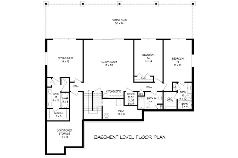 Home Plan - Floor Plan - Lower Floor for Country House Plan #932-1442 - 4 bed, 4.5 bath